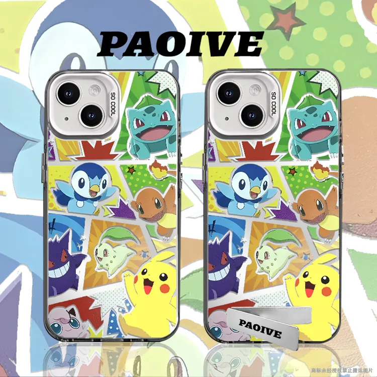 宝可梦创意适用苹果华为vivoiPhone小米三星防摔彩银手机壳