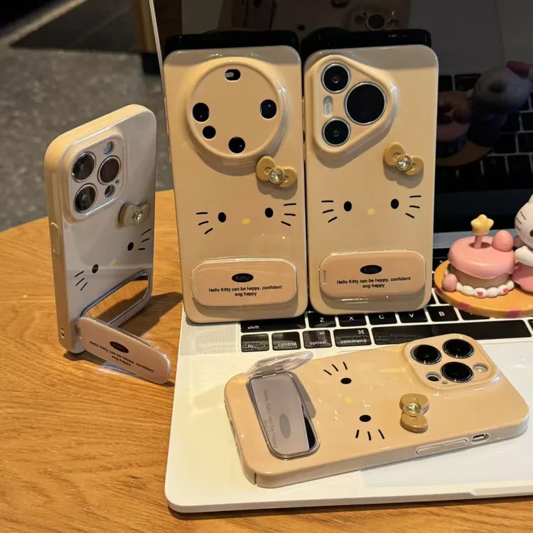 SMBLCE棕色蝴蝶结kt支架适用苹果16菲林手机壳华为P70vivoppo小米