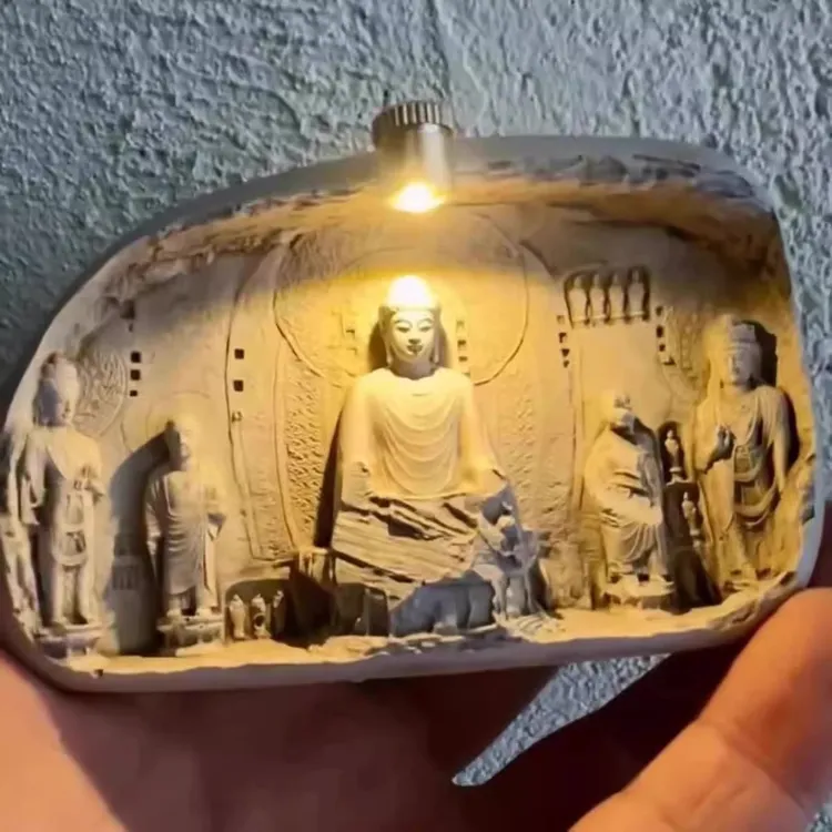 河南洛阳龙门石窟立体树脂亮灯冰箱贴浮雕文创旅游纪念品收藏送礼