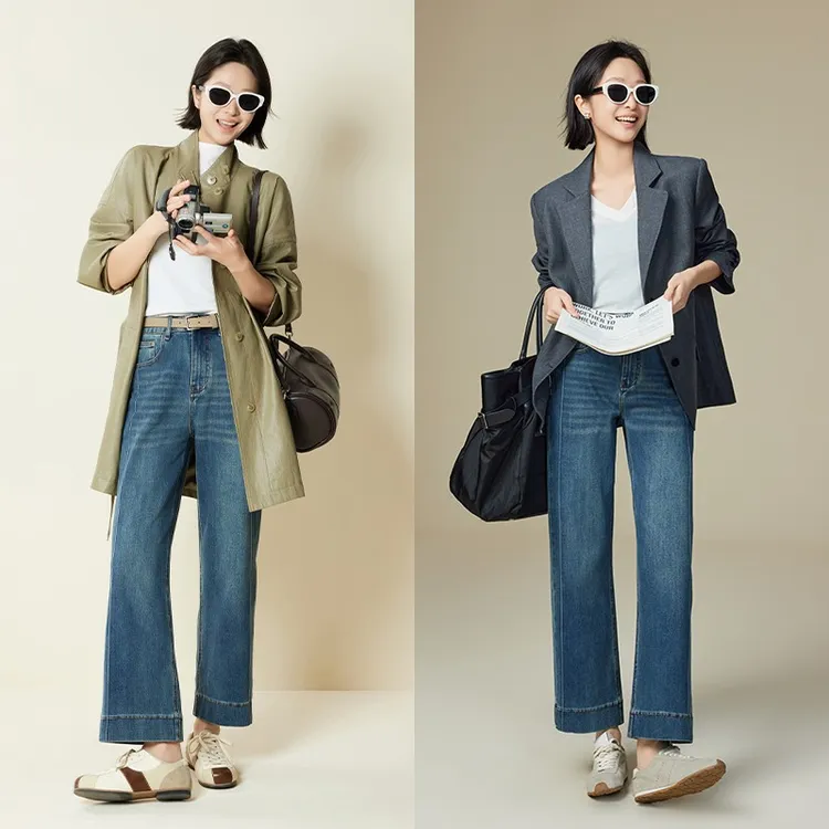 美洋MEIYANG 电线杆牛仔裤 莱赛尔牛仔棉直筒九分【60系列现货】