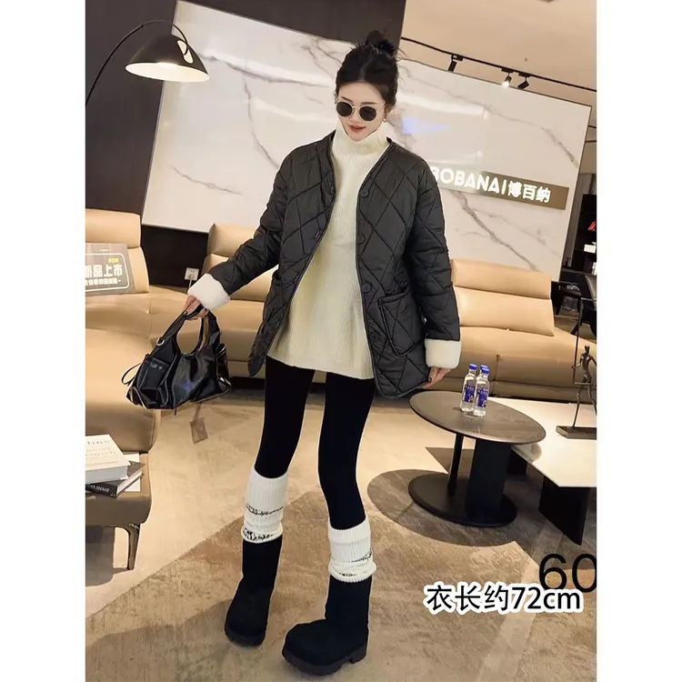 【胡小肥】09大码棉服6011简约轻薄款时尚气质宽松遮肉显瘦微胖百搭