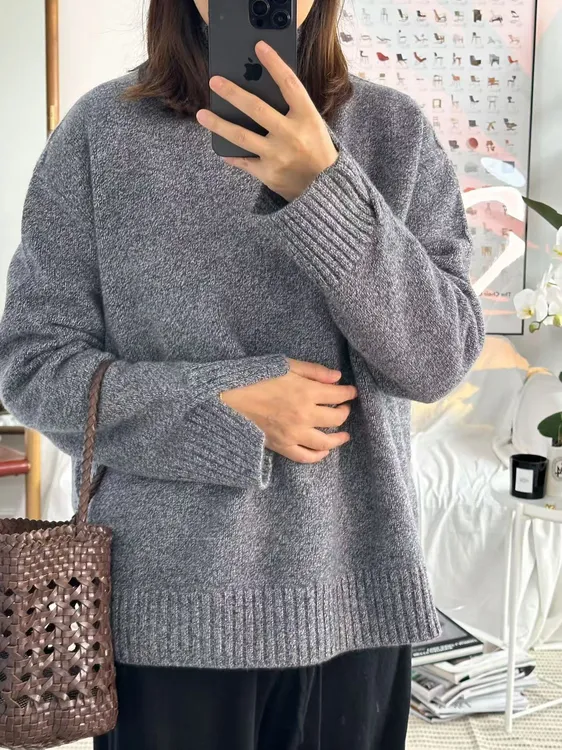 L0R0P1ANA康赛妮纯羊绒重磅690克多秋冬半高领加厚宽松