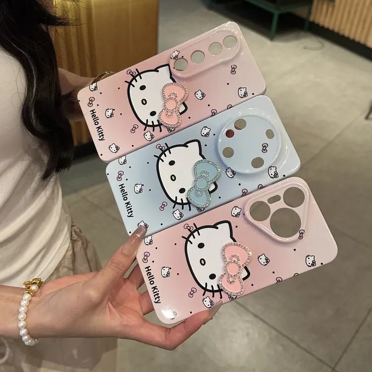 夕与空卡通镶钻kitty适用苹果16菲林手机壳华为P70oppo小米15vivo