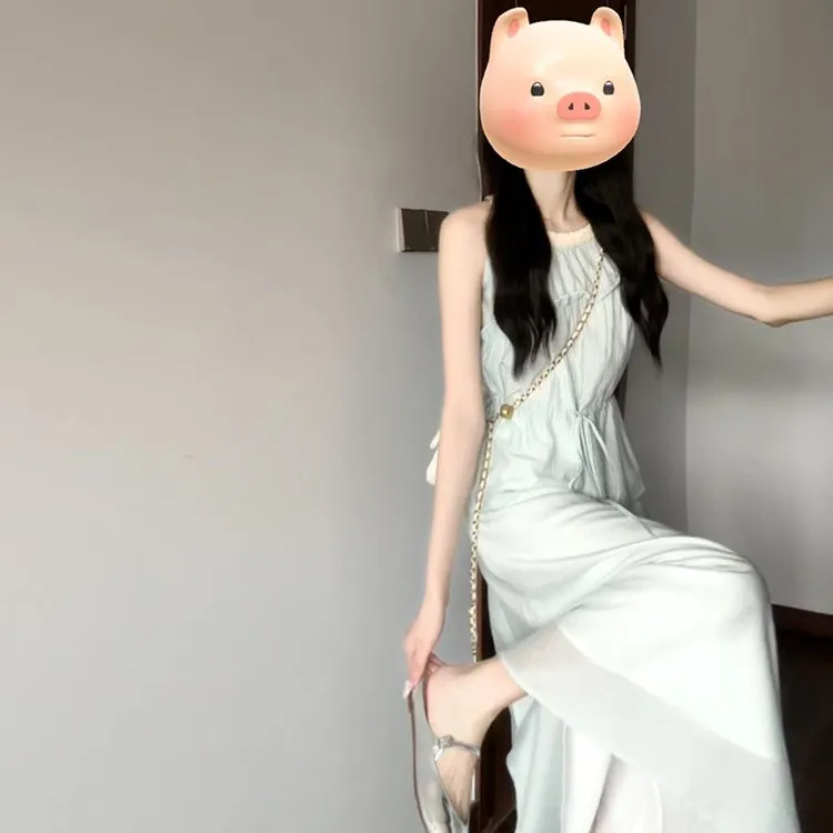 夏季年早春季白色气质新款女装韩系小个子裙子显瘦连衣裙长裙吊带