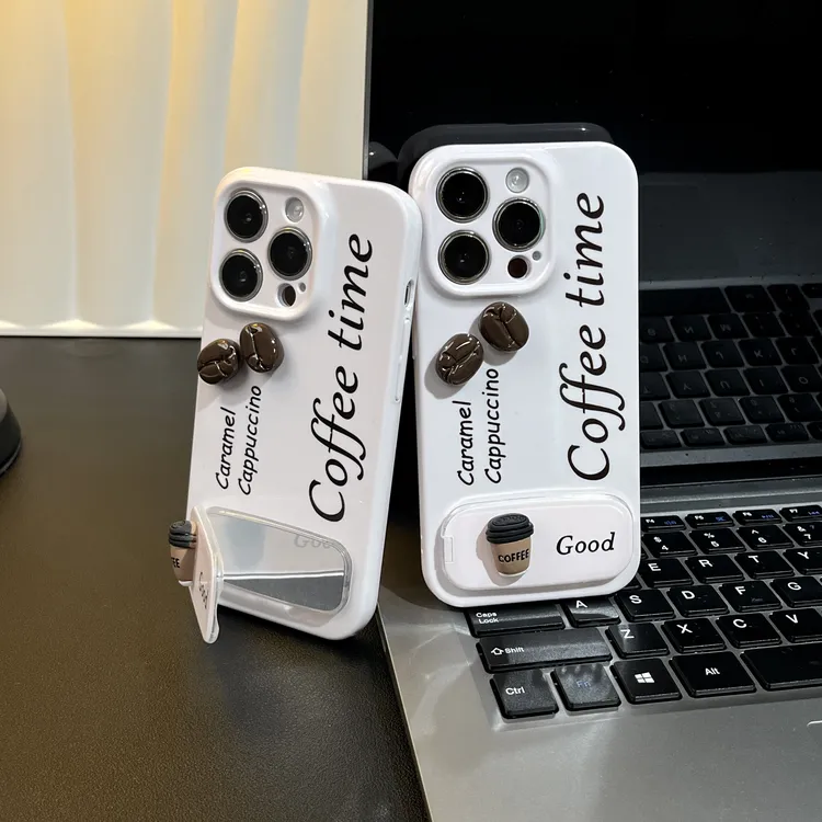 雅天立立体咖啡豆支架适用苹果16/13华为P70vivo小米手机壳oppo套