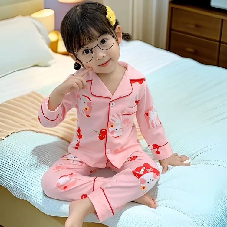 秋季纯棉儿童睡衣100%全棉春秋款长袖可爱儿童睡衣男女家居服套装