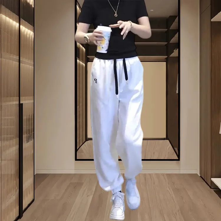 高腰休闲运动裤女士2025夏季新款洋气卫裤显瘦束脚裤减龄百搭裤子