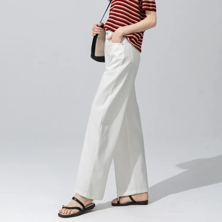 三防白色牛仔裤女2025年夏季薄款天丝裤子垂坠感高级感显瘦直筒裤