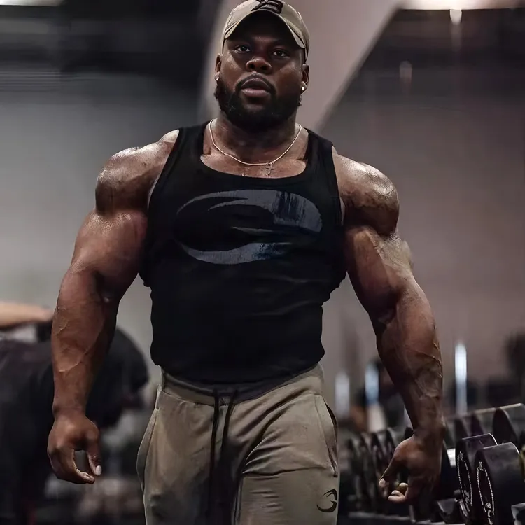 原版 盖世 针织螺纹大标 运动无袖跑步紧身吸汗健身高弹美式