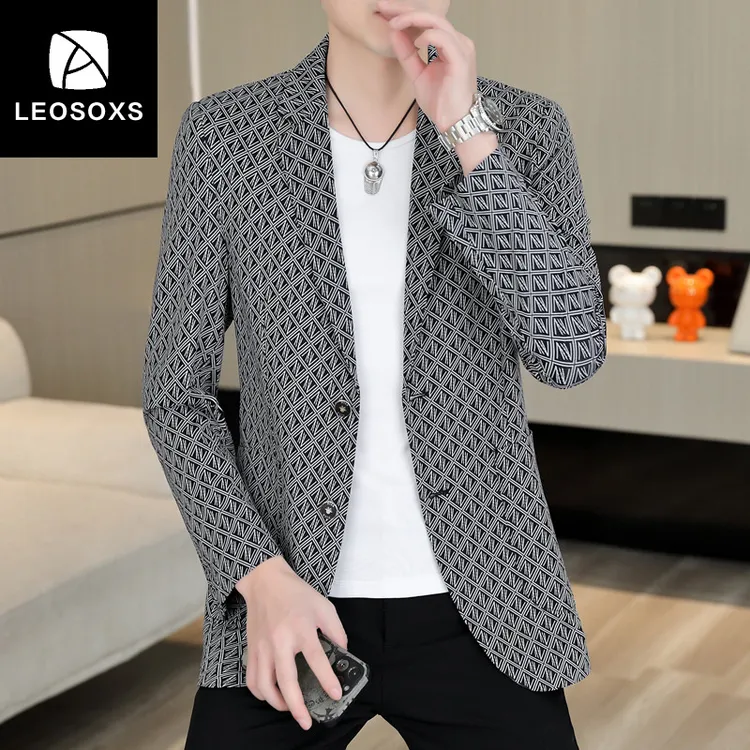 男士秋季西服男款轻薄时尚韩版单西上衣时尚潮流休闲冰丝休闲西装