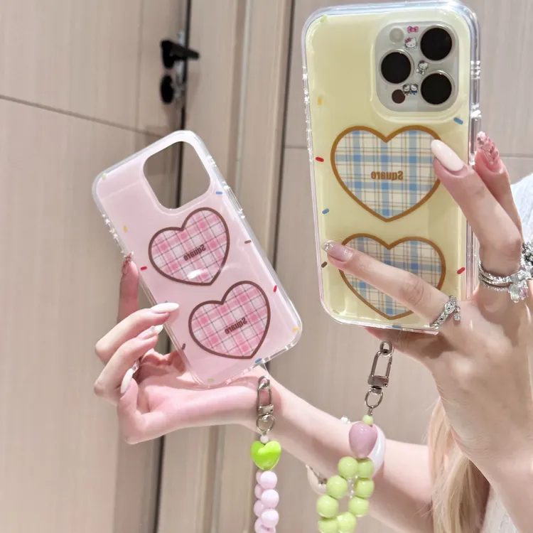 诚星泽爱心格子挂件适用苹果16PROMAX手机壳华为oppo小米vivo新款