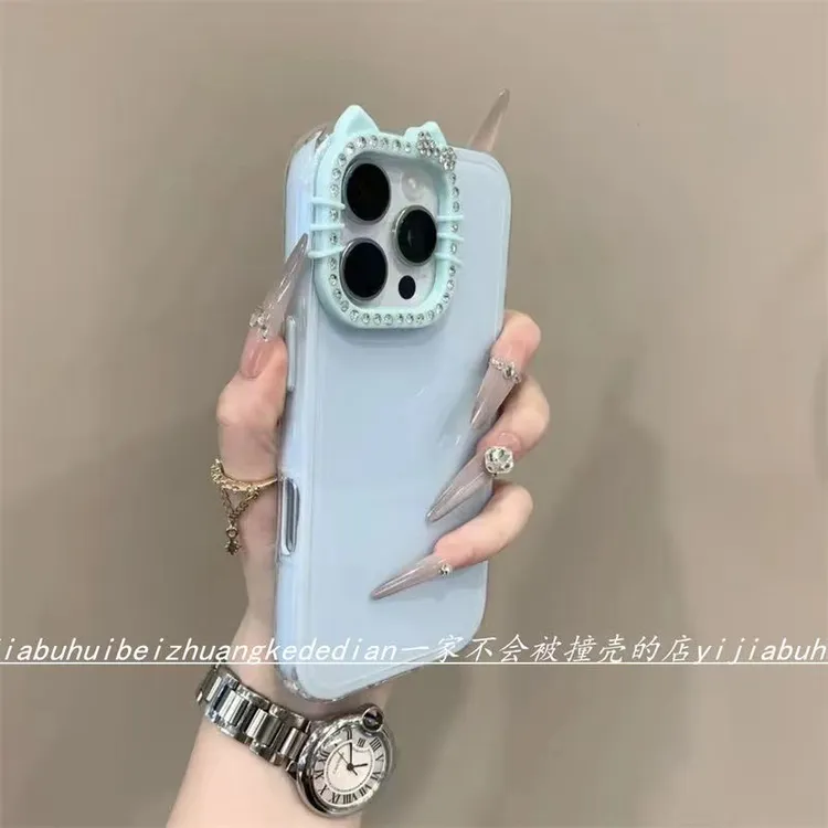 高颜值kitty猫闪钻镜头果冻适用苹果16手机壳15promax简约14高级3