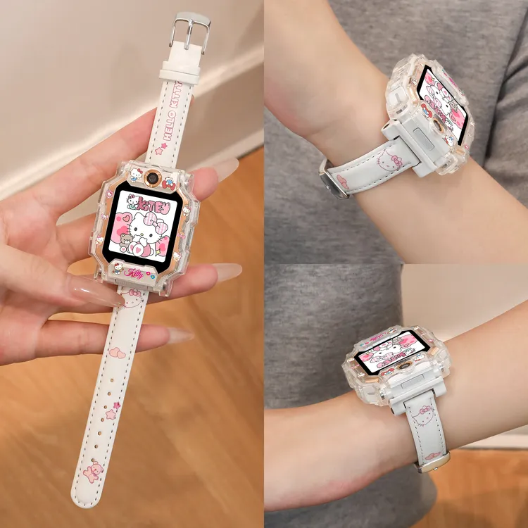 适用小天才电话手表带z11/z10卡通印花z9/z8柔软亲肤皮质腕带D2