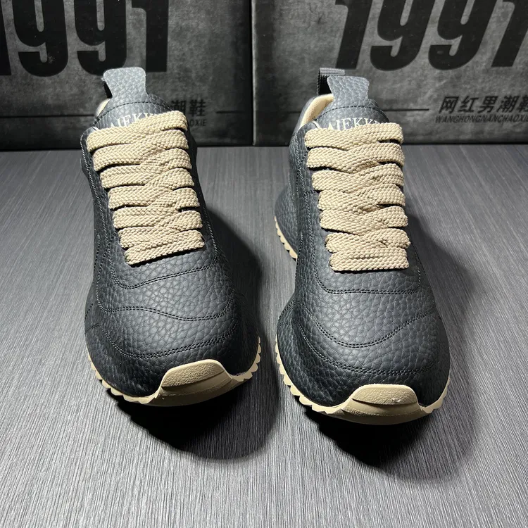 2026春季新款男鞋黑色系带休闲鞋男女通用百搭舒适老爹鞋运动鞋男