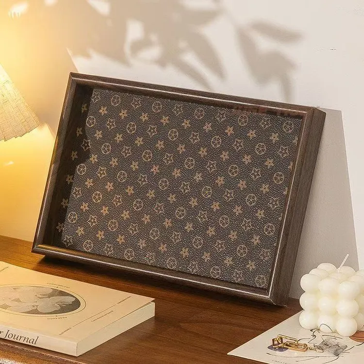 高档复古茶盘胡桃木首饰长方形轻奢木质收纳酒杯茶水文玩茶盘托盘