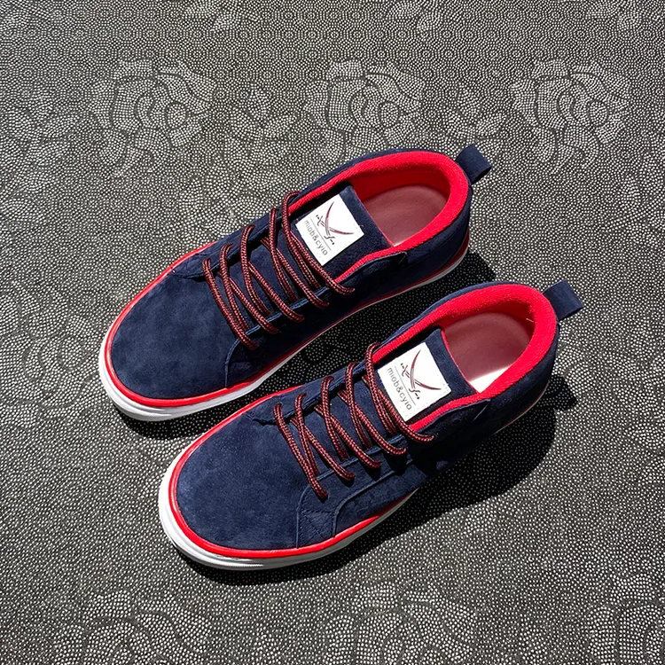 2025新款中帮深蓝色海盗鞋休闲板鞋时尚潮流学生潮鞋小众鞋子男鞋