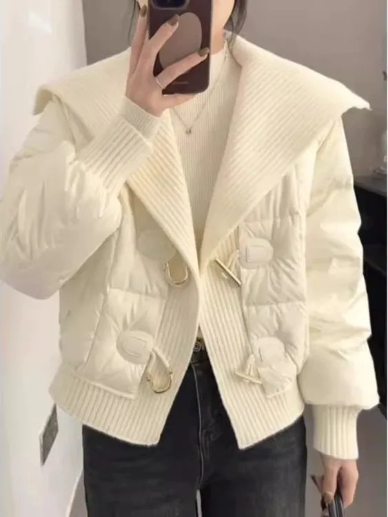 胖mm大码女装短款拼接保暖棉服女冬季新款棉衣高级感显瘦韩系外套