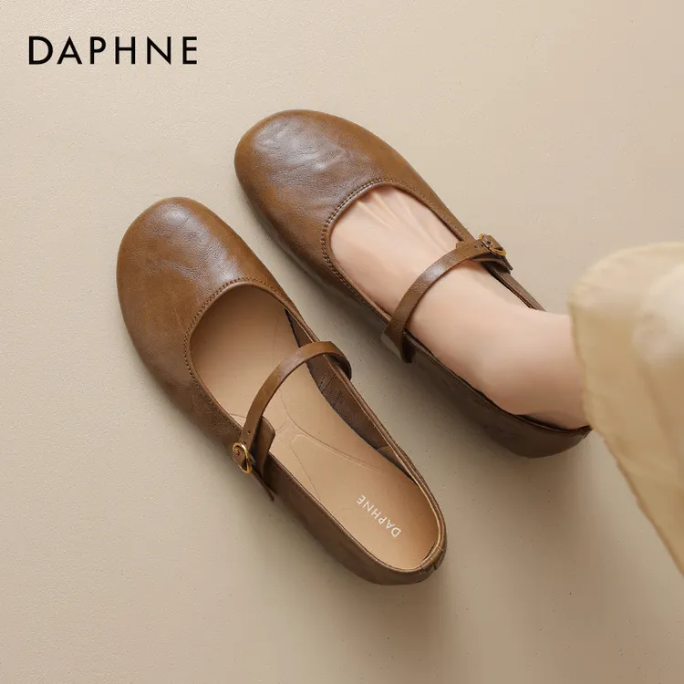 达芙妮复古温柔单鞋女春秋2025新款低跟小皮鞋女款软皮玛丽珍鞋子