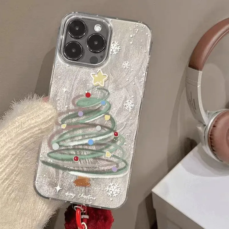 烟花圣诞树适用于iphone17苹果16pro华为oppo小米vivo手机防摔壳