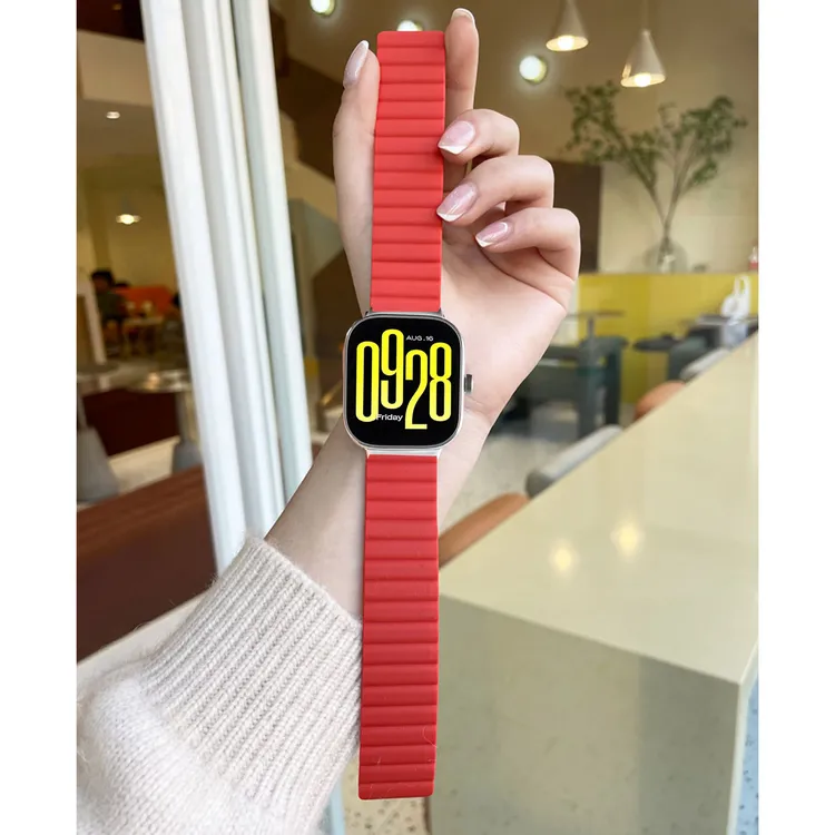 适用红米redmi watch5/4/3硅胶磁吸新年橘红色小米手环9/8pro腕带
