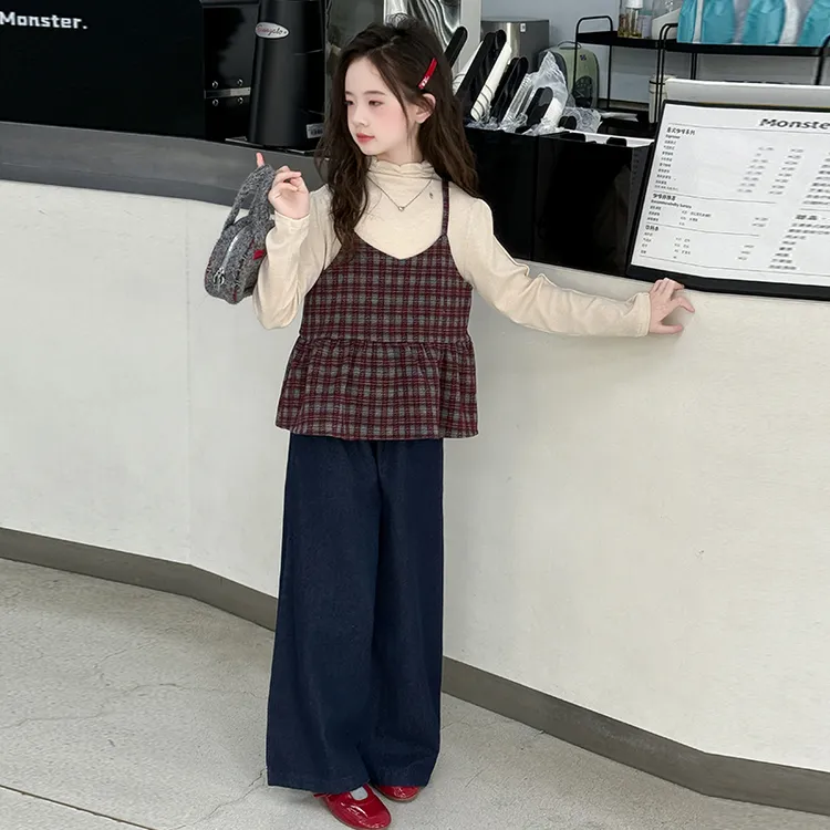 女童秋装套装2025新款儿童洋气时髦三件套春秋小女孩网红休闲童装