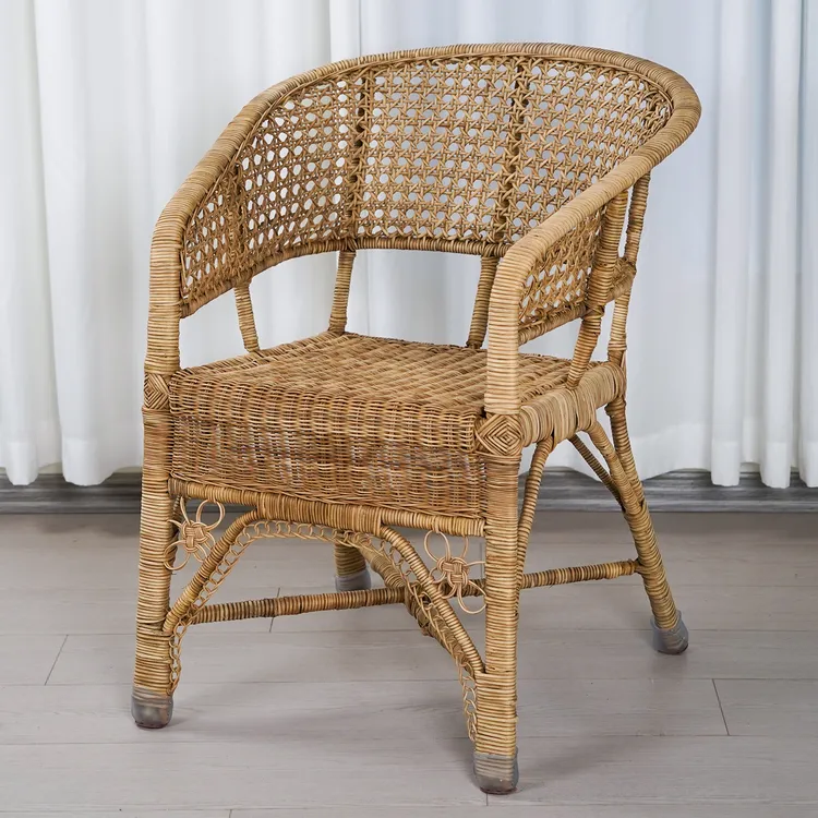 良顺手工编织天然真山藤椅子老式青藤椅户外休闲靠背椅书房餐厅椅