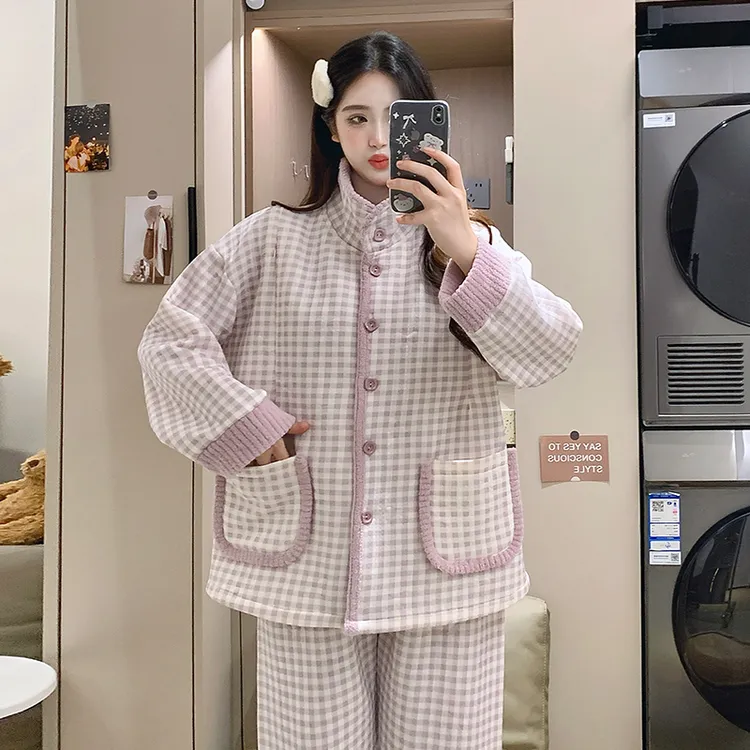 冬天保暖月子服产后冬季空气棉喂奶加厚哺乳睡衣孕妇产妇秋冬套装