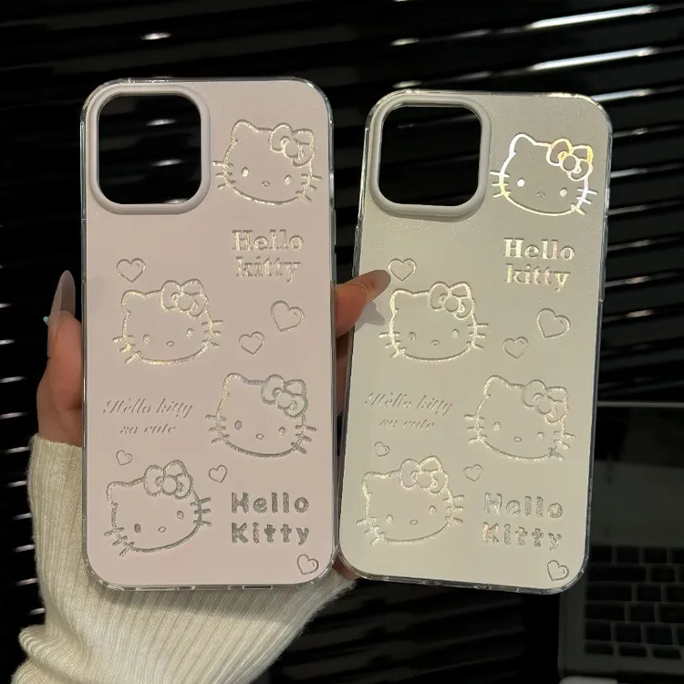 爱心气泡kitty适用苹果16pro羽纱手机壳华为OPPO新款小米VIVO防摔