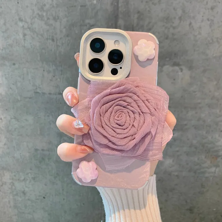 ins韩系气质紫花适用苹果16ProMax手机壳iPhone15/14小众13少女11