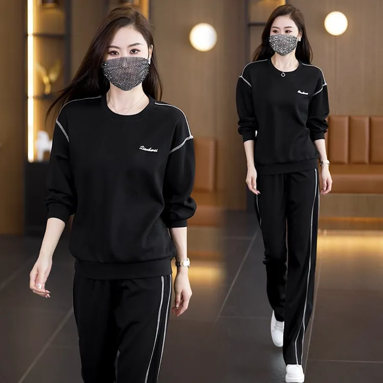 2025秋装新款大码休闲时尚运动套装气质减龄宽松显瘦长袖两件套女