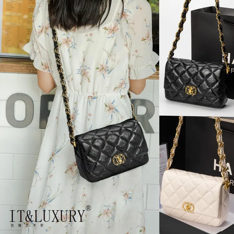 小香风菱格链条包包DIY真皮女士经典新款小方包单肩手提斜挎包