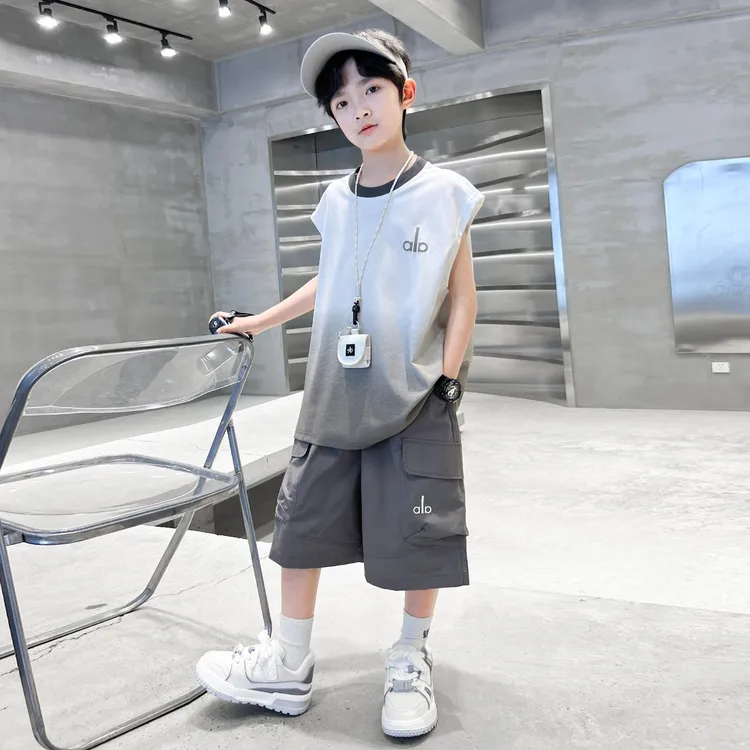 男童夏装无袖速干衣背心套装2025新款夏季中大儿童男孩帅气时髦潮