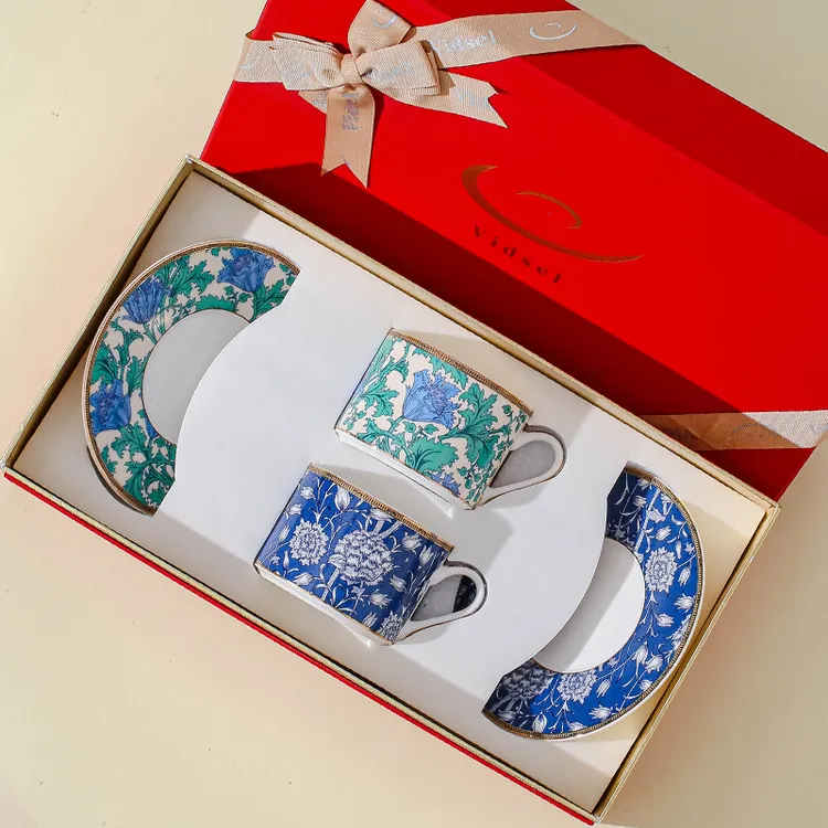 花间四韵两杯咖啡杯碟精致礼盒乔迁新婚商务送领导客户中秋节礼物