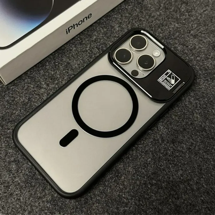 适用iPhone16promax手机壳大窗镜头支架苹果15/14/13透明磁吸个性