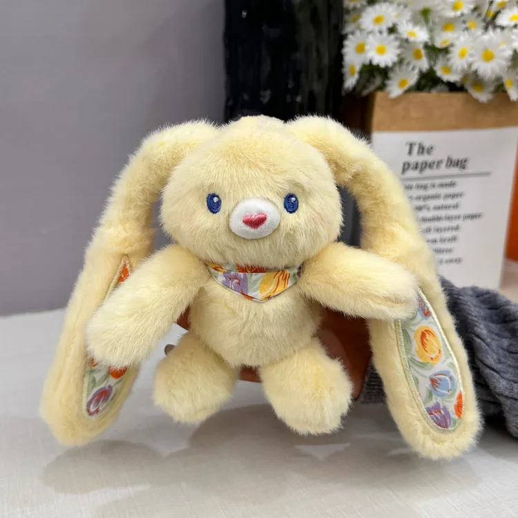 新款拉耳兔碎花款毛绒玩具送女友闺蜜钥匙扣包包挂件可爱挂饰礼物