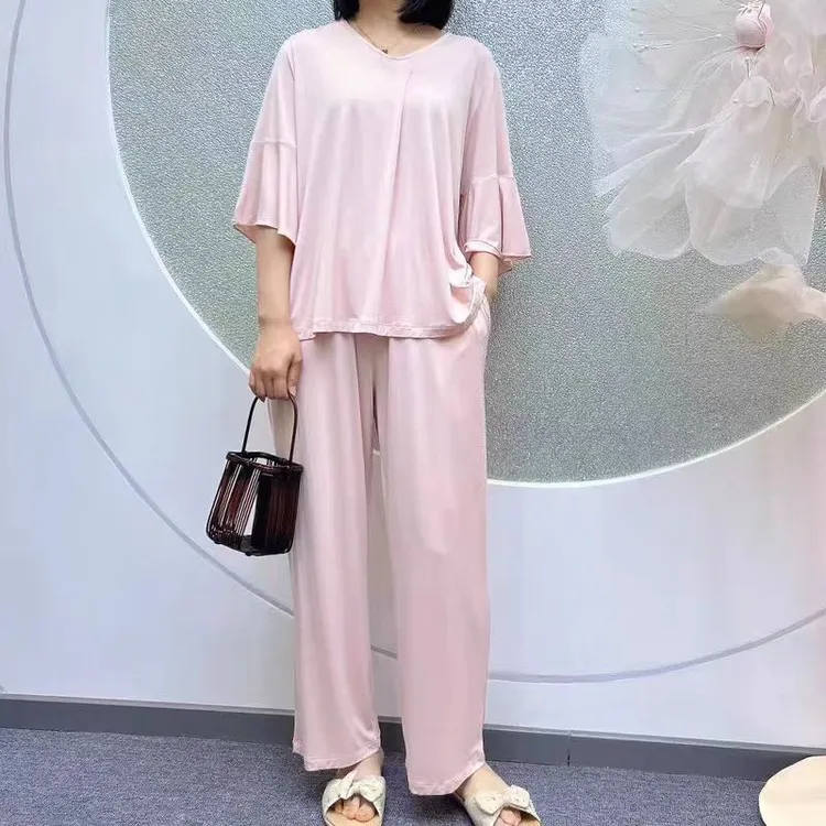 QIRUI绮瑞 3色春夏糖果色纯色女士柔软莫代尔家居服25541