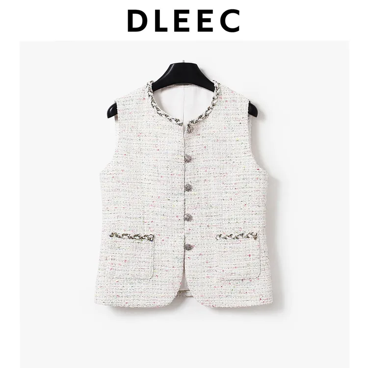 DLEEC 法式轻奢彩色斑点亮片小香风马甲高奢感优雅百搭马甲