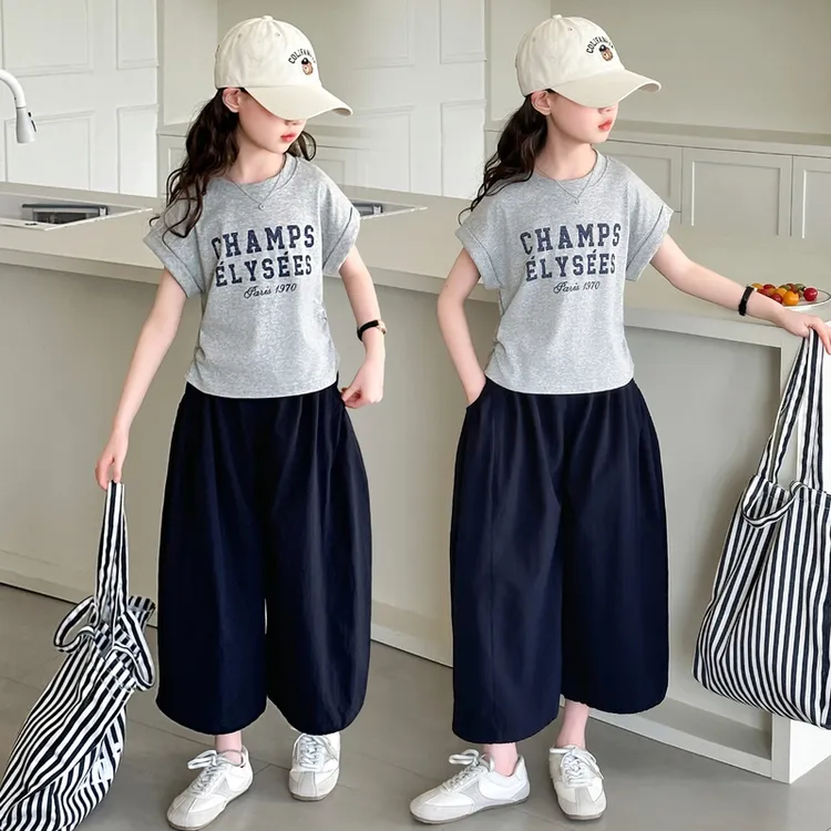 潮牌童装女童夏季套装6-12岁潮款高级感中大童洋气女孩休闲两件套