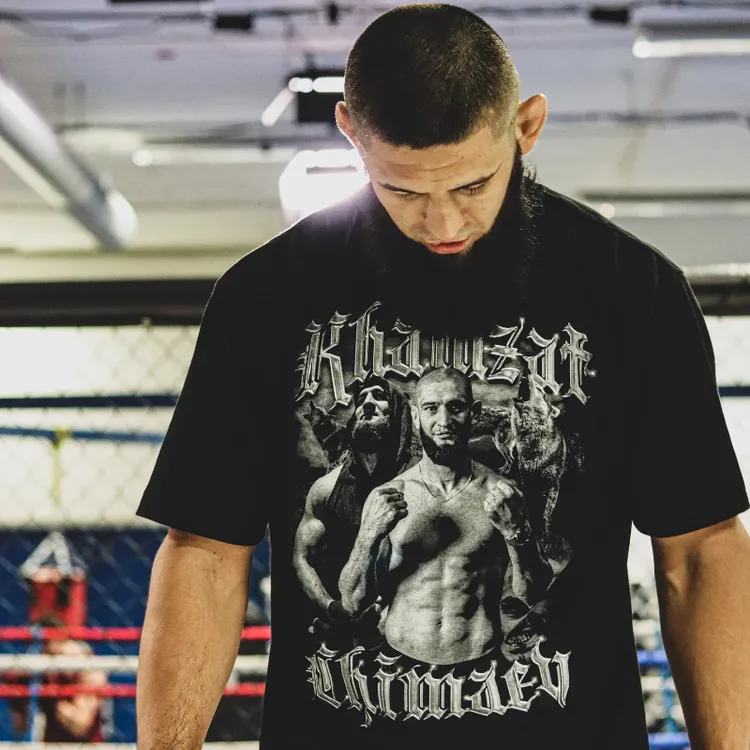 狼王奇马耶夫综合格斗UFC短袖T恤拳击复古宽松纯棉半袖上衣打底衫