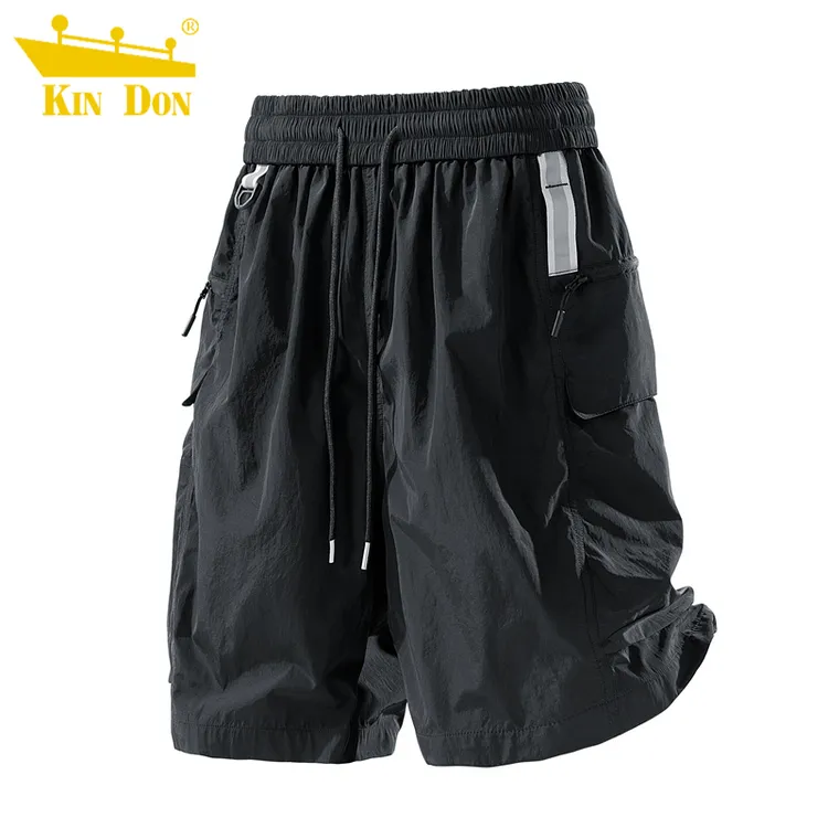 工装短裤男士夏季宽松直筒潮流运动休闲冰丝纯色透气简约五分裤