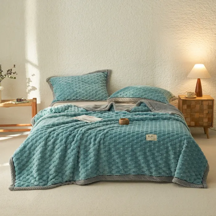 2025新款金贵款-提花双层毛毯【拉链款】盖毯毯子加厚单人午睡毯