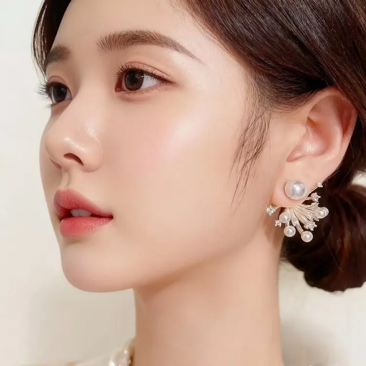 铜合金耳饰 满天星耳饰气质精致耳钉日韩耳环女小众甜美法式两戴