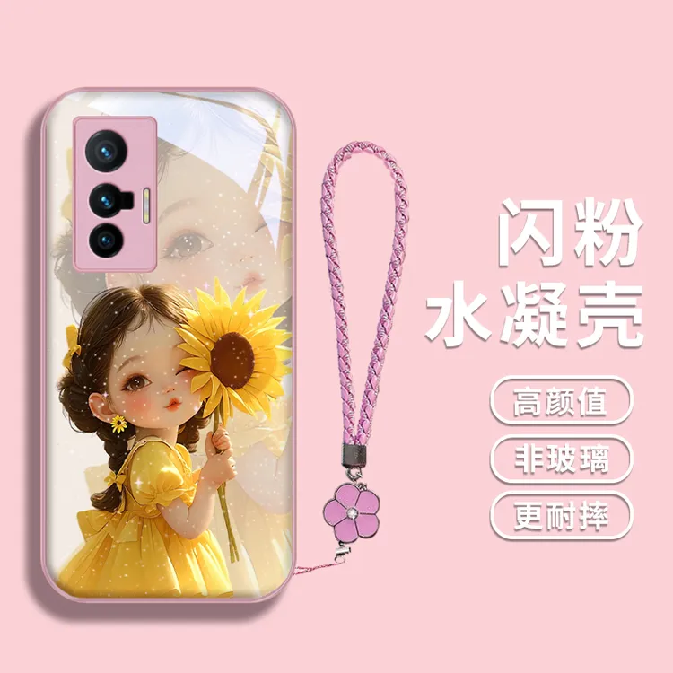 漫画女孩适用vivox70pro水凝手机壳X70金属漆x70t超萌壳vivox60可