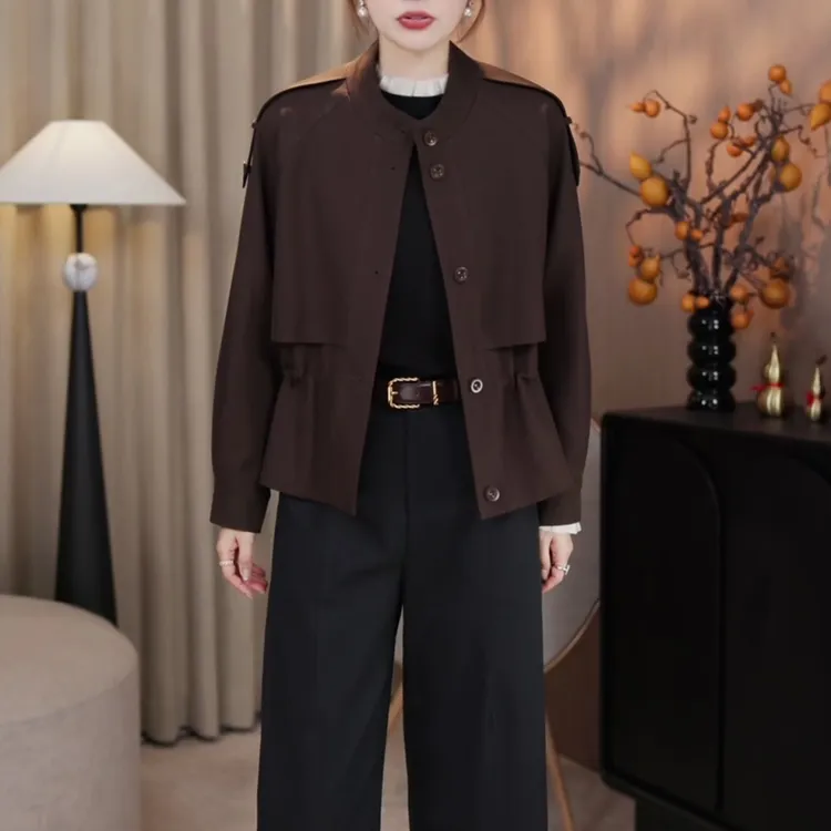 “继承者”挺括有型～插肩袖可调节收腰风衣外套女2025秋季新款上衣