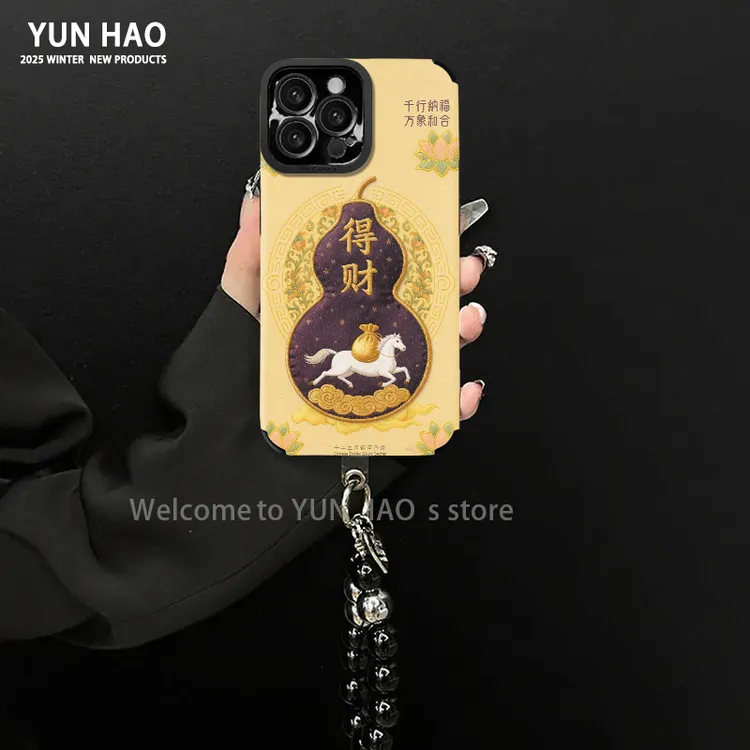 纳福葫芦适用苹果17vivo华为oppo小米15瞳眼全包小羊皮手机壳女款