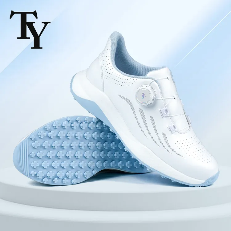 高尔夫球鞋 女士防水旋钮松紧鞋带百搭鞋 轻便透气防滑运动鞋子