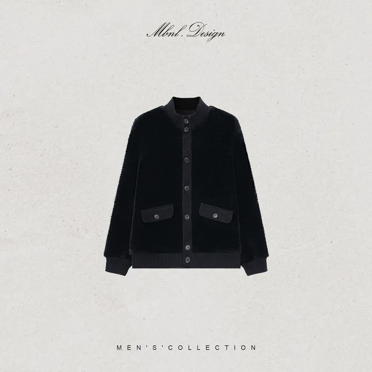 MBNL-F「L.P 哑光纹理」秦磊男装羊毛皮坑条毛一体LL-WWT0135