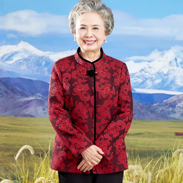 老年人秋装女奶奶婚宴礼服婆婆唐装上衣妈妈春秋外套喜庆太太衣服