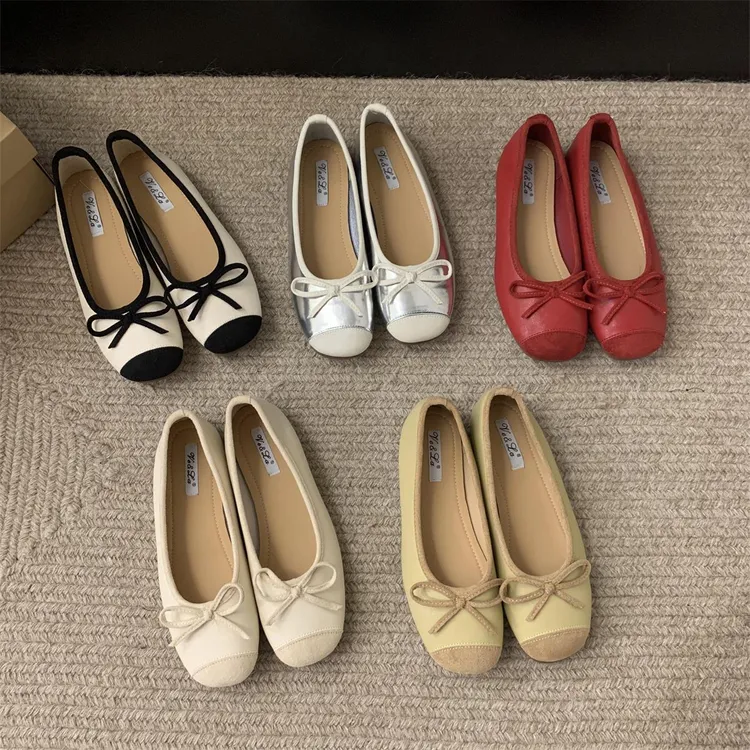 温柔芭蕾浅口平底单鞋女夏季2025年软底配裙子小红鞋低跟豆豆鞋子