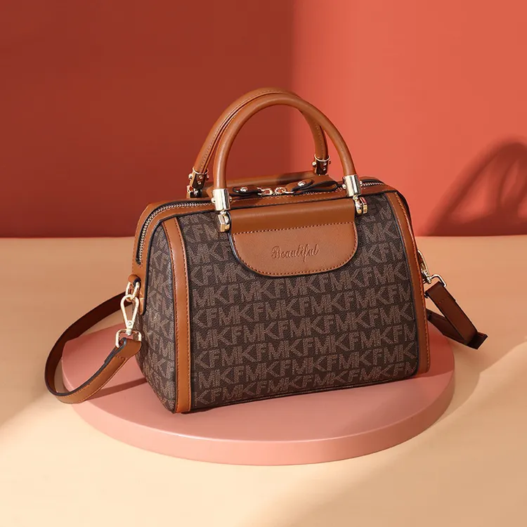 轻奢波士顿枕头包通勤女士新款时尚印花复古百搭单肩斜挎包